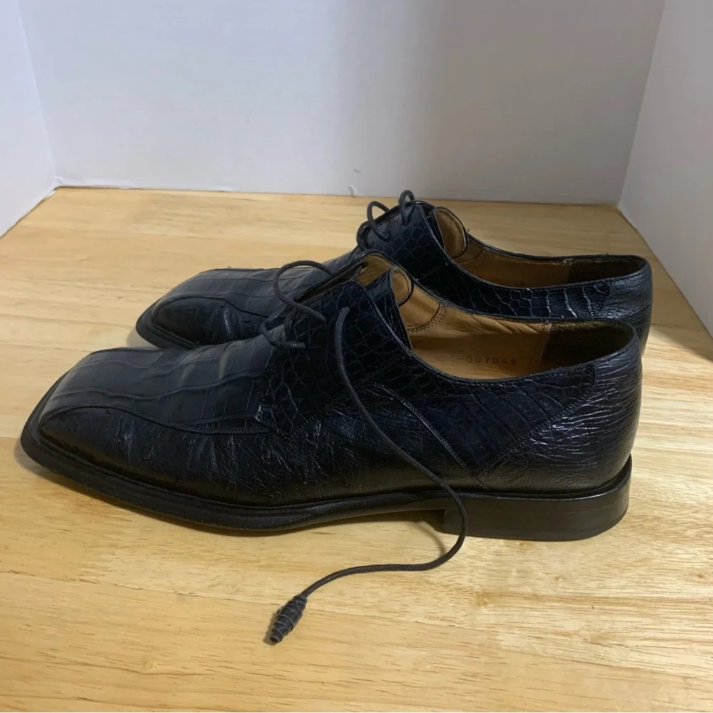 VTG Paolo De Marco Genuine Crocodile Alligator‎ Black Split Toe Loafers Shoes 8